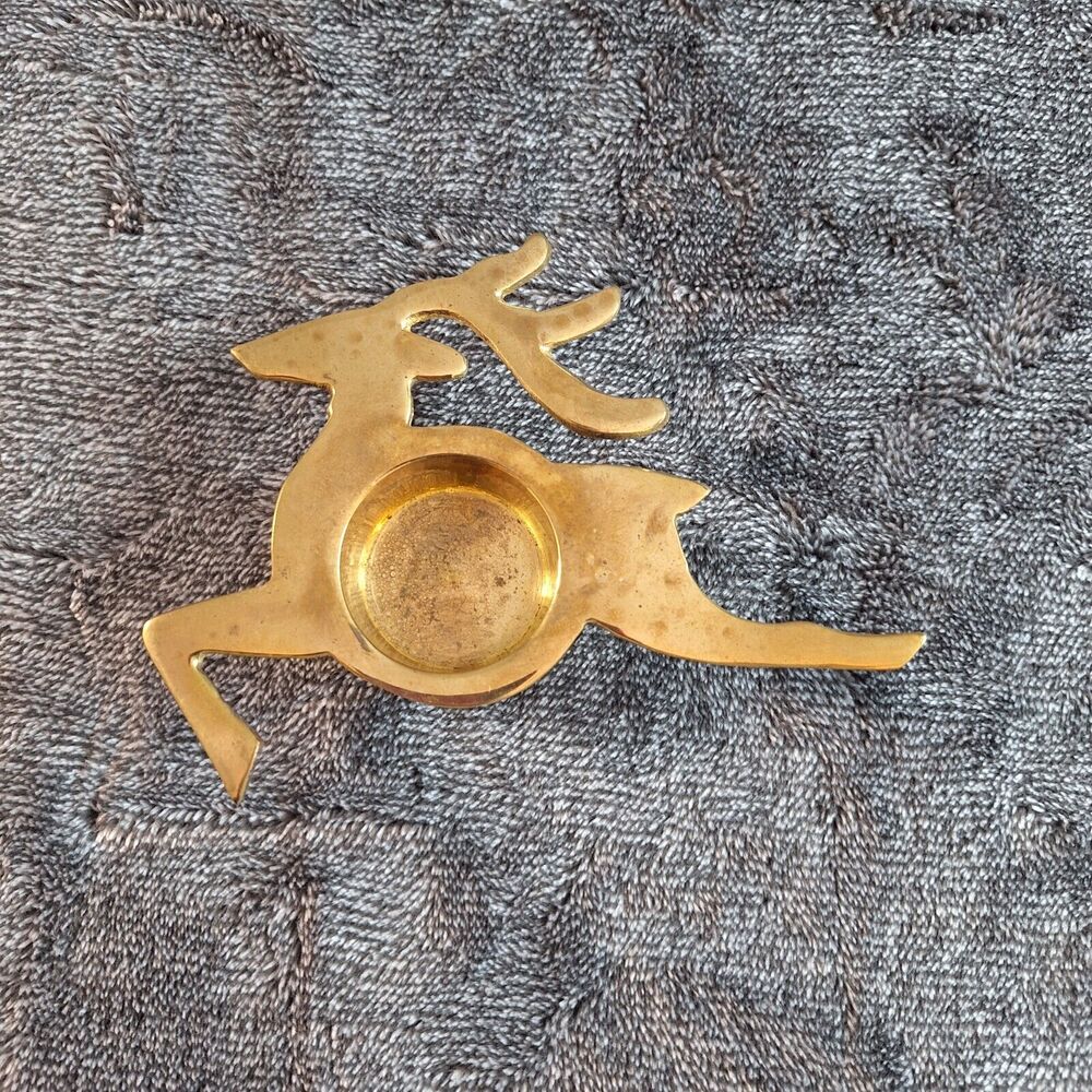 Brass Reindeer Single Tealight/Votive Candle Holder Christmas‎ Holiday